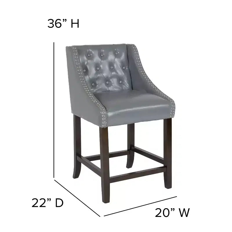 Tabouret de comptoir Emma et Oliver 24H Transitional Tufted Walnut