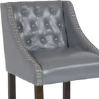Tabouret de comptoir Emma et Oliver 24H Transitional Tufted Walnut