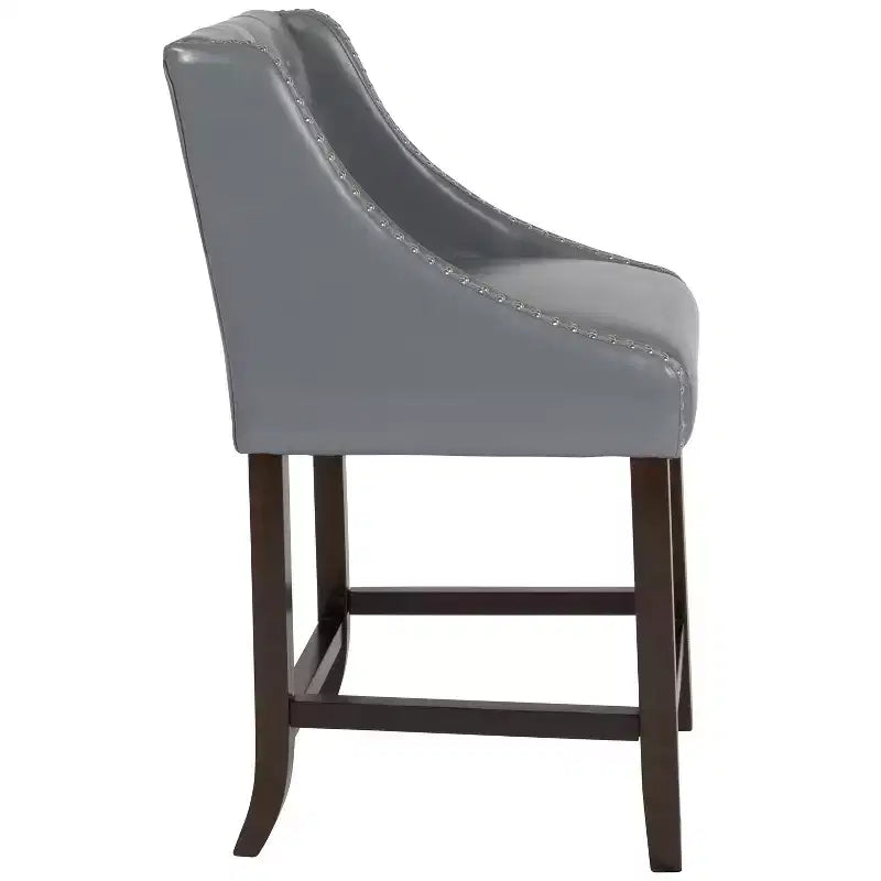 Tabouret de comptoir Emma et Oliver 24H Transitional Tufted Walnut