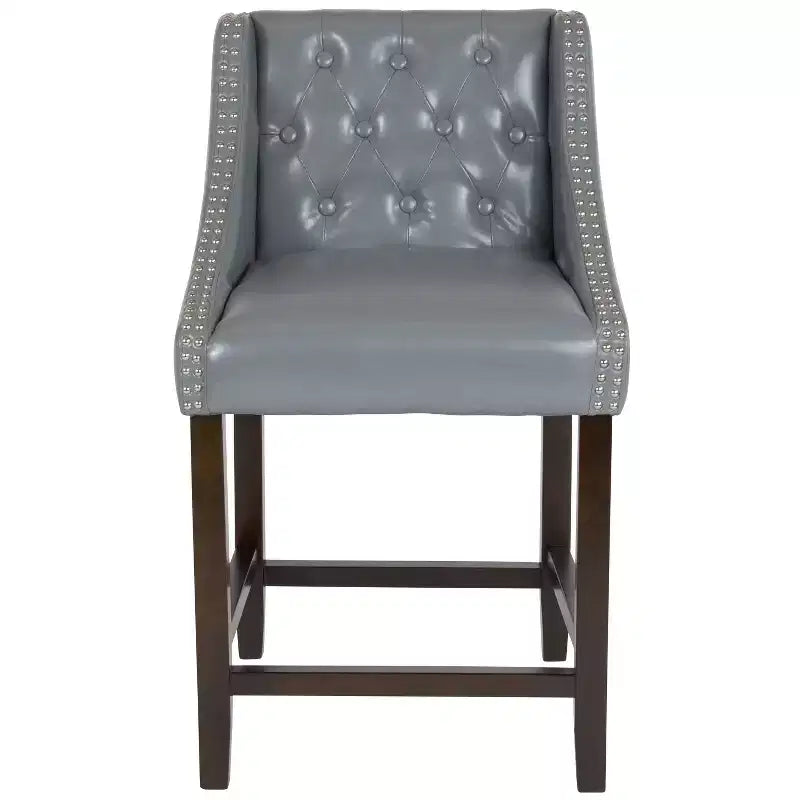 Tabouret de comptoir Emma et Oliver 24H Transitional Tufted Walnut