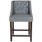 Tabouret de comptoir Emma et Oliver 24H Transitional Tufted Walnut