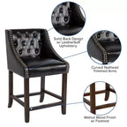 Tabouret de comptoir Emma et Oliver 24H Transitional Tufted Walnut
