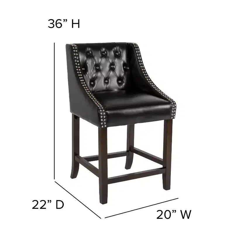 Tabouret de comptoir Emma et Oliver 24H Transitional Tufted Walnut