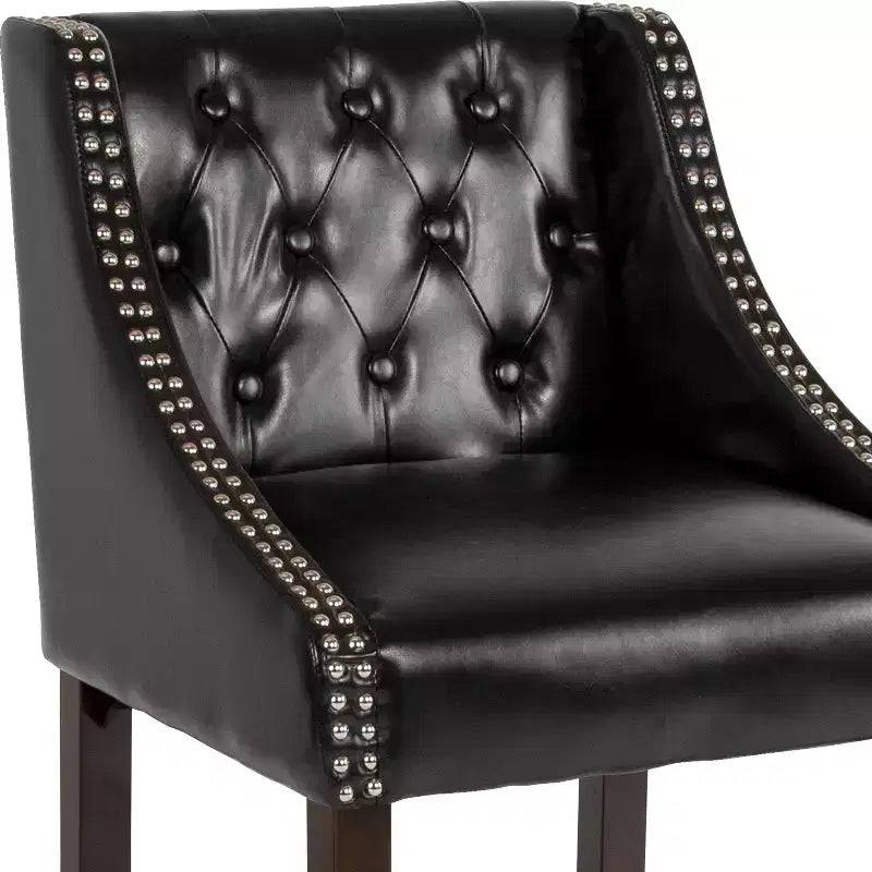 Tabouret de comptoir Emma et Oliver 24H Transitional Tufted Walnut