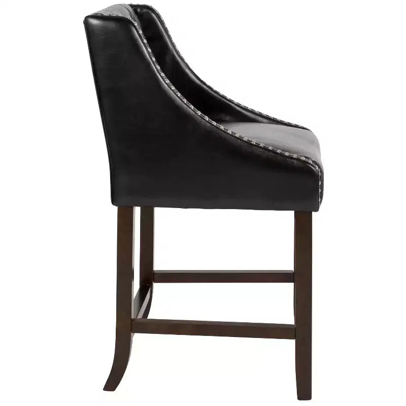 Tabouret de comptoir Emma et Oliver 24H Transitional Tufted Walnut