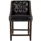Tabouret de comptoir Emma et Oliver 24H Transitional Tufted Walnut