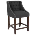Tabouret de comptoir Emma et Oliver 24H Transitional Tufted Walnut