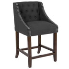 Tabouret de comptoir Emma et Oliver 24H Transitional Tufted Walnut