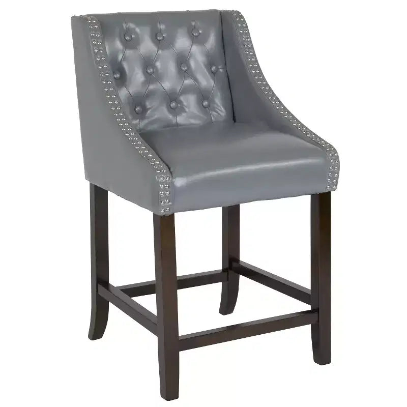 Tabouret de comptoir Emma et Oliver 24H Transitional Tufted Walnut