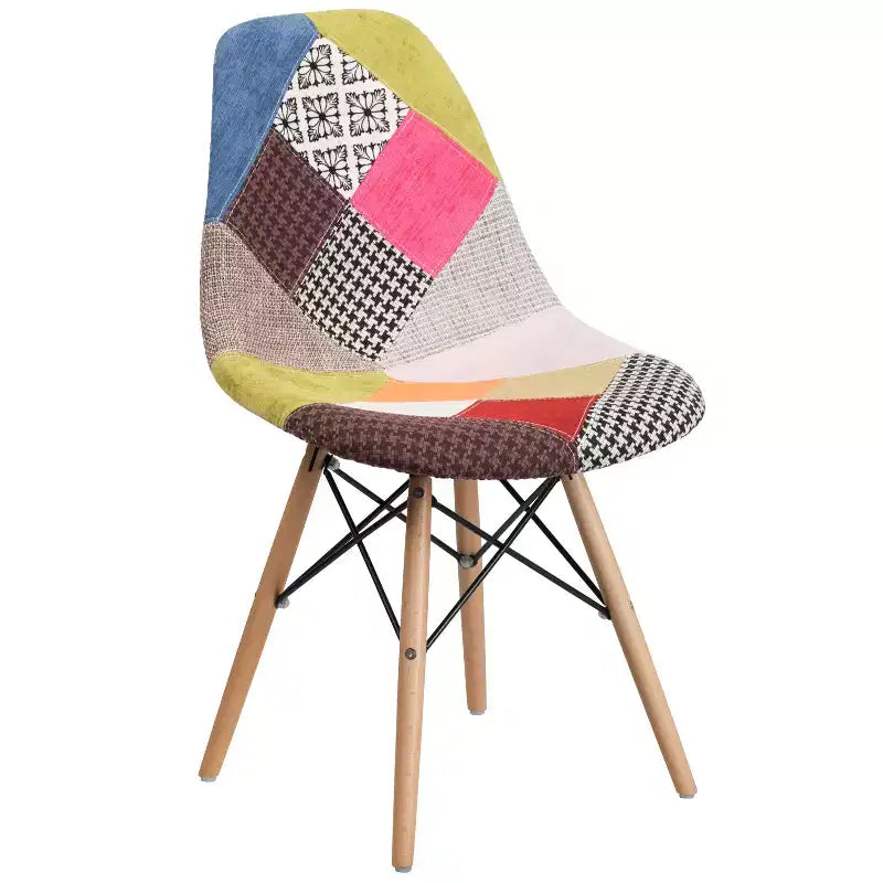 Chaise de salle à manger Emma et Oliver en tissu avec pieds en bois
