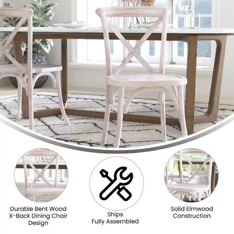 Chaise à dossier croisé Emma et Oliver (lot de 2)