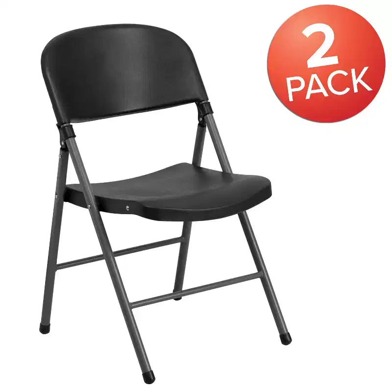 Chaise en plastique pliable Emma and Oliver, lot de 2, pour maison et bureau, capacité de 150 kg