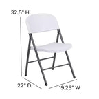 Chaise en plastique pliable Emma and Oliver, lot de 2, pour maison et bureau, capacité de 150 kg