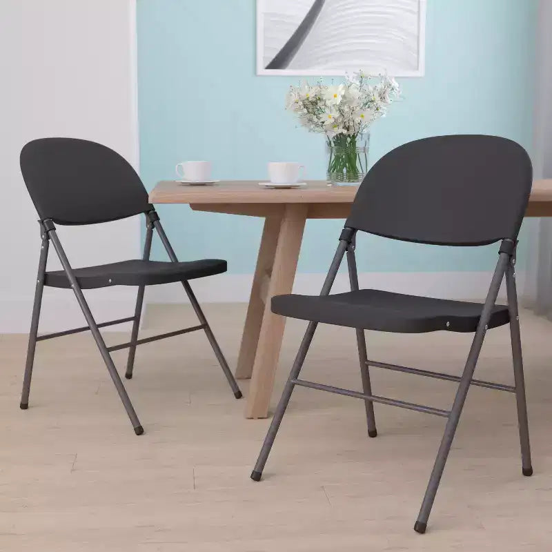 Chaise en plastique pliable Emma and Oliver, lot de 2, pour maison et bureau, capacité de 150 kg