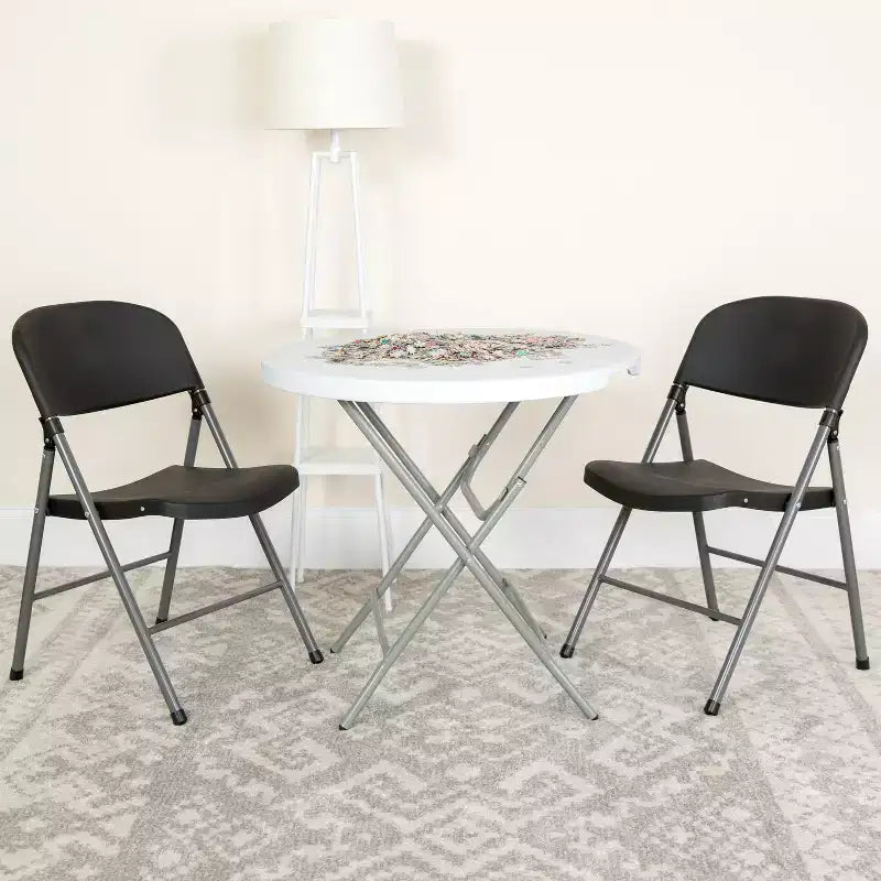Chaise en plastique pliable Emma and Oliver, lot de 2, pour maison et bureau, capacité de 150 kg