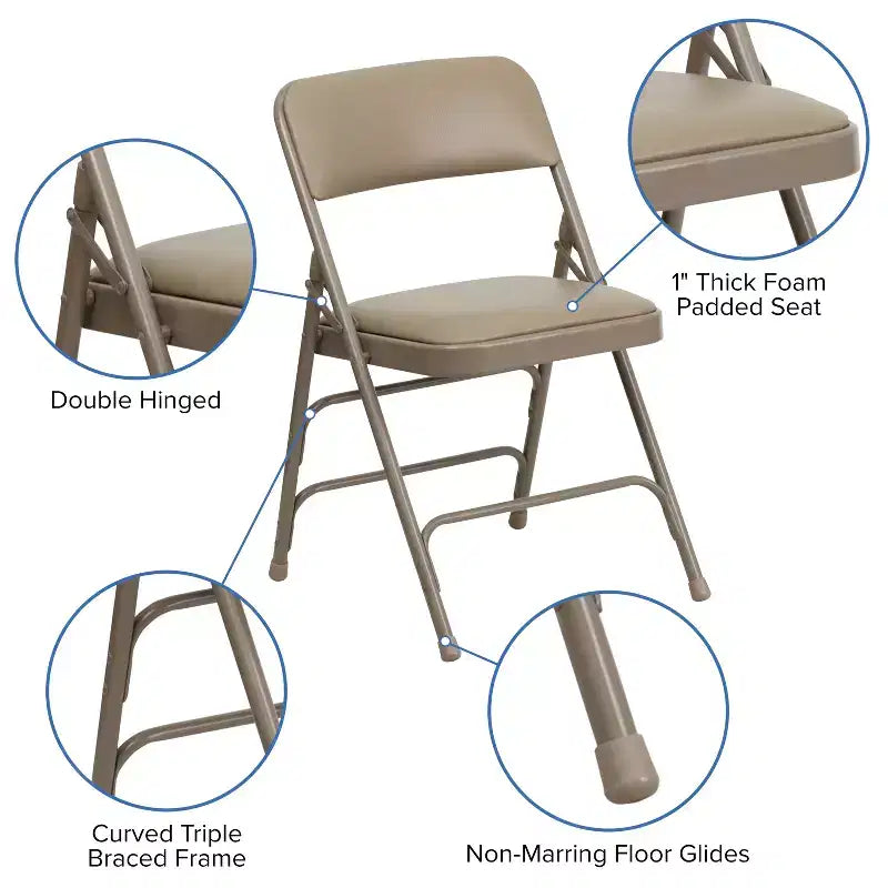 Chaise pliante rembourrée en métal Emma et Oliver, lot de 4, pour la maison, le bureau, les événements et les fêtes