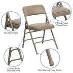 Chaise pliante rembourrée en métal Emma et Oliver, lot de 4, pour la maison, le bureau, les événements et les fêtes