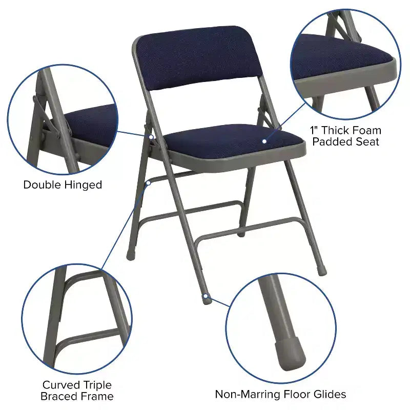 Chaise pliante rembourrée en métal Emma et Oliver, lot de 4, pour la maison, le bureau, les événements et les fêtes