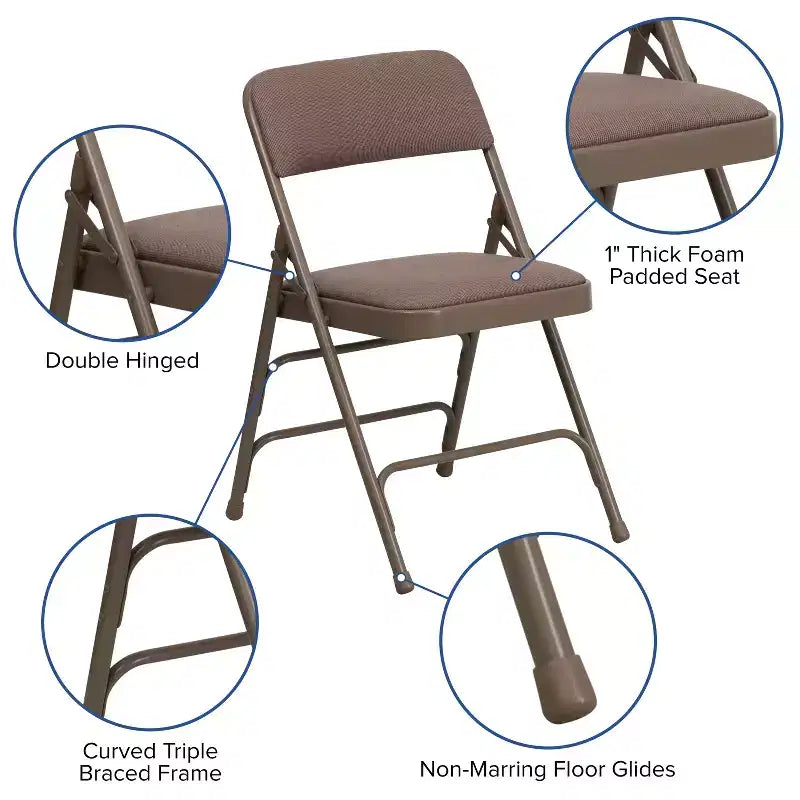 Chaise pliante rembourrée en métal Emma et Oliver, lot de 4, pour la maison, le bureau, les événements et les fêtes