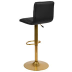 Flash Furniture Tabouret de bar moderne en vinyle réglable en hauteur avec dossier à surpiqûres horizontales, lot de 2