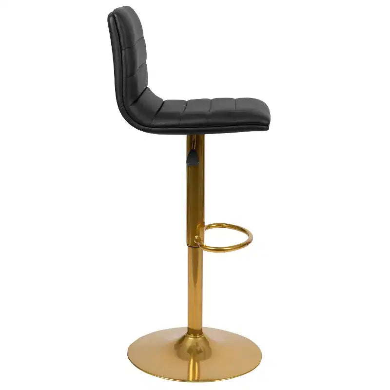 Flash Furniture Tabouret de bar moderne en vinyle réglable en hauteur avec dossier à surpiqûres horizontales, lot de 2