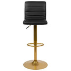 Flash Furniture Tabouret de bar moderne en vinyle réglable en hauteur avec dossier à surpiqûres horizontales, lot de 2