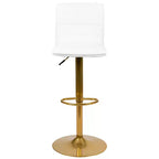 Flash Furniture Tabouret de bar moderne en vinyle réglable en hauteur avec dossier à surpiqûres horizontales, lot de 2