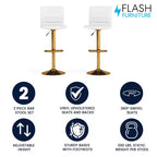 Flash Furniture Tabouret de bar moderne en vinyle réglable en hauteur avec dossier à surpiqûres horizontales, lot de 2