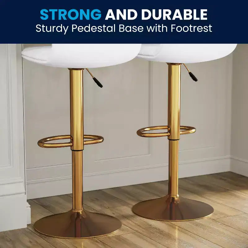 Flash Furniture Tabouret de bar moderne en vinyle réglable en hauteur avec dossier à surpiqûres horizontales, lot de 2