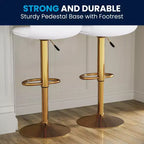 Flash Furniture Tabouret de bar moderne en vinyle réglable en hauteur avec dossier à surpiqûres horizontales, lot de 2