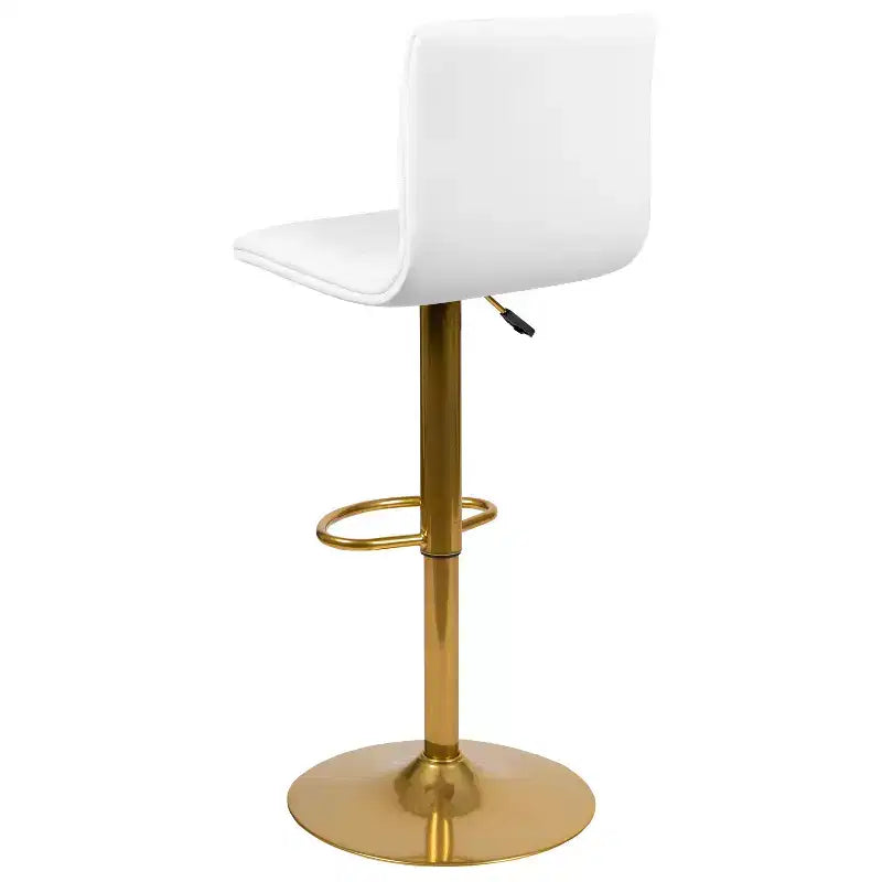 Flash Furniture Tabouret de bar moderne en vinyle réglable en hauteur avec dossier à surpiqûres horizontales, lot de 2