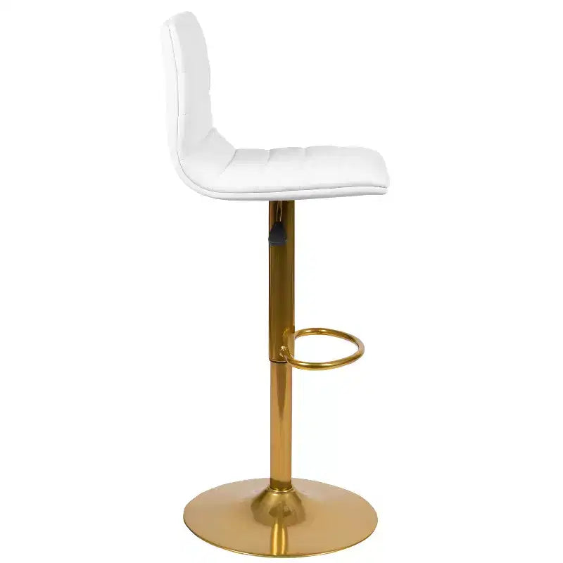 Flash Furniture Tabouret de bar moderne en vinyle réglable en hauteur avec dossier à surpiqûres horizontales, lot de 2
