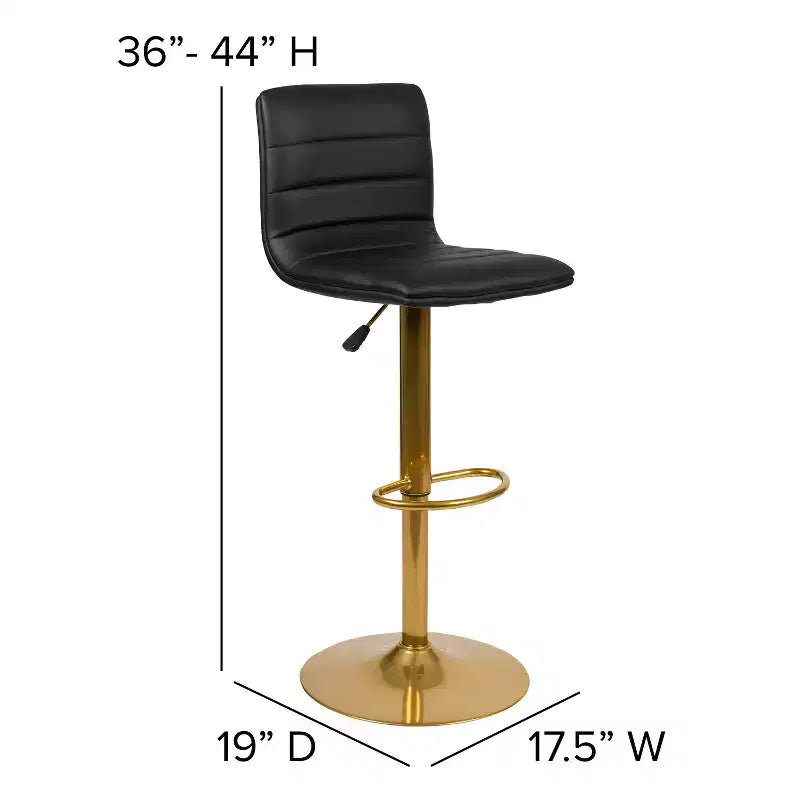 Flash Furniture Tabouret de bar moderne en vinyle réglable en hauteur avec dossier à surpiqûres horizontales, lot de 2