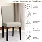 Lot de 2 chaises de salle à manger en tissu Costway rembourrées avec clous décoratifs