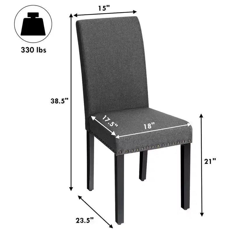 Lot de 2 chaises de salle à manger en tissu Costway rembourrées avec clous décoratifs