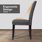Lot de 2 chaises de salle à manger en tissu Costway rembourrées avec clous décoratifs