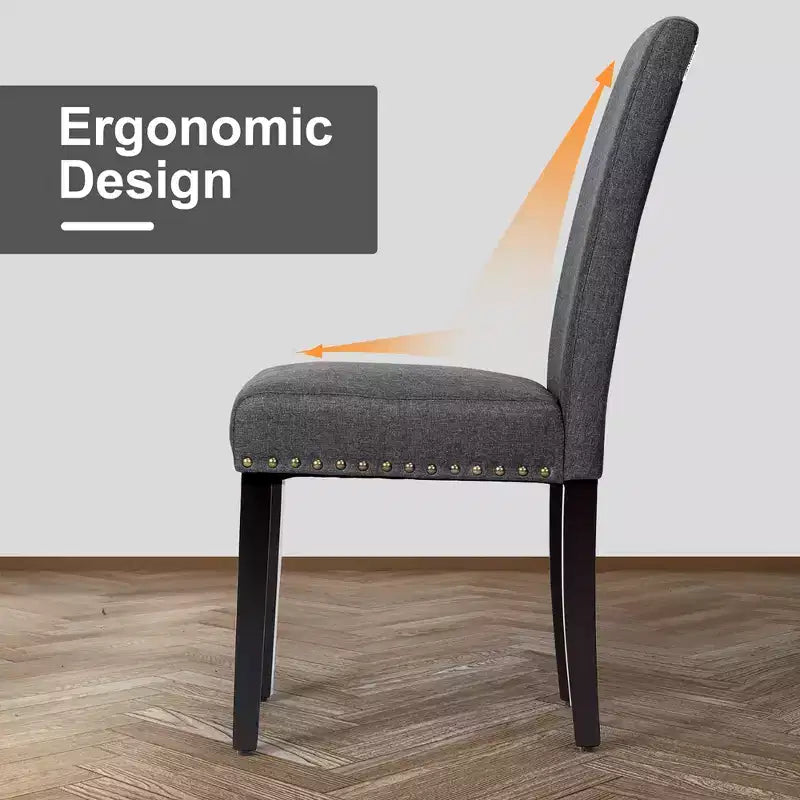 Lot de 2 chaises de salle à manger en tissu Costway rembourrées avec clous décoratifs