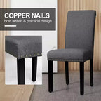 Lot de 2 chaises de salle à manger en tissu Costway rembourrées avec clous décoratifs