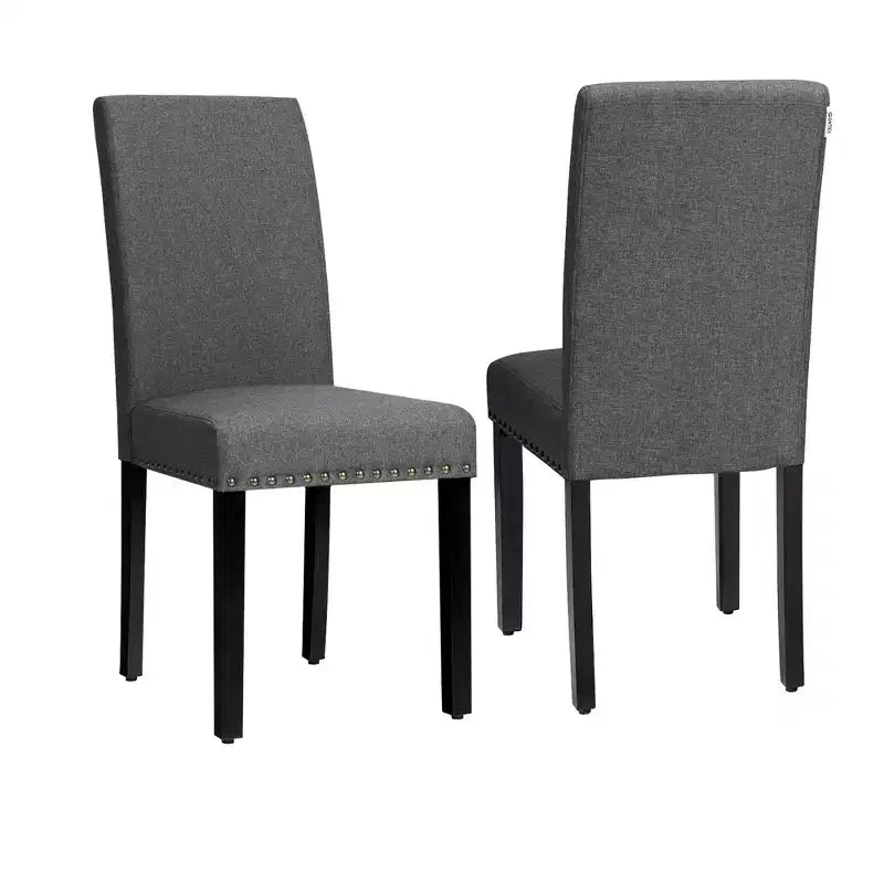 Lot de 2 chaises de salle à manger en tissu Costway rembourrées avec clous décoratifs