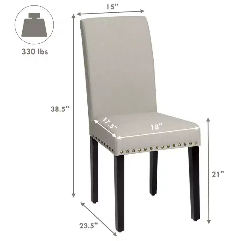 Lot de 2 chaises de salle à manger en tissu Costway rembourrées avec clous décoratifs