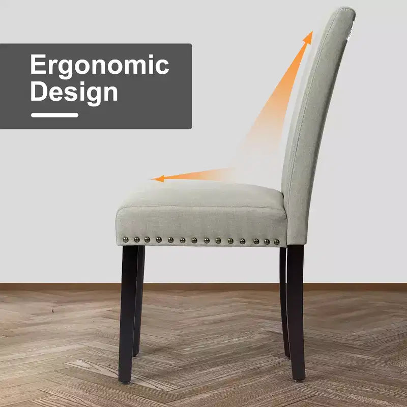 Lot de 2 chaises de salle à manger en tissu Costway rembourrées avec clous décoratifs
