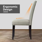 Lot de 2 chaises de salle à manger en tissu Costway rembourrées avec clous décoratifs