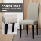 Lot de 2 chaises de salle à manger en tissu Costway rembourrées avec clous décoratifs