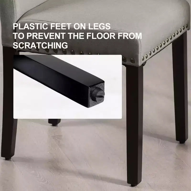 Lot de 2 chaises de salle à manger en tissu Costway rembourrées avec clous décoratifs