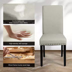 Lot de 2 chaises de salle à manger en tissu Costway rembourrées avec clous décoratifs