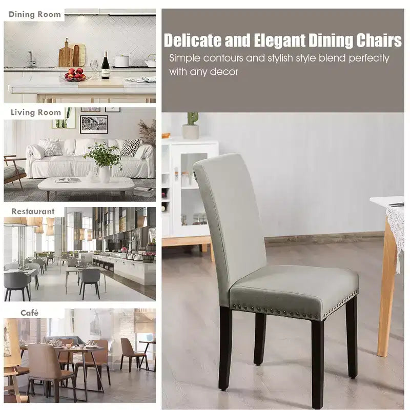 Lot de 2 chaises de salle à manger en tissu Costway rembourrées avec clous décoratifs