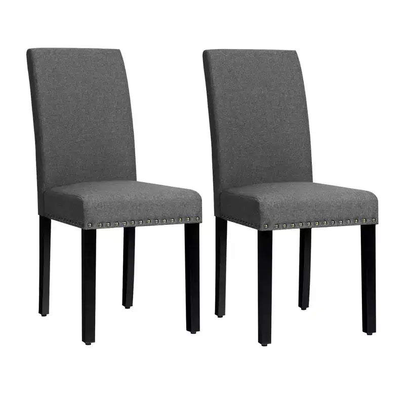 Lot de 2 chaises de salle à manger en tissu Costway rembourrées avec clous décoratifs