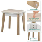 Table de Toilette Costway, 3 Modes d'Éclairage, Tabouret de Maquillage, Bijoux