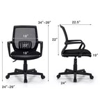 Chaise de bureau Costway à dossier mi-haut en maille, hauteur réglable, fauteuil de direction avec support lombaire