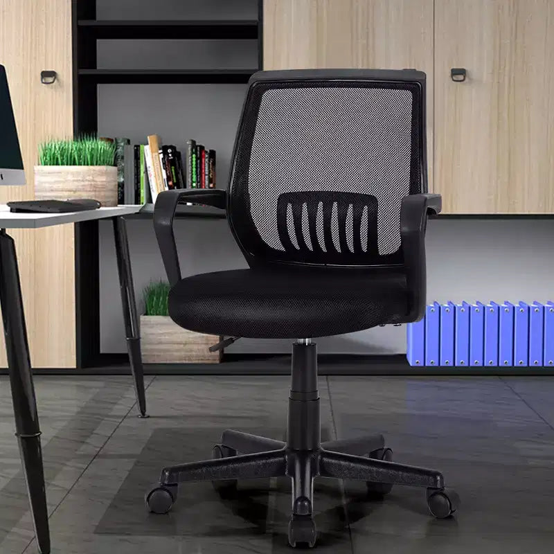 Chaise de bureau Costway à dossier mi-haut en maille, hauteur réglable, fauteuil de direction avec support lombaire